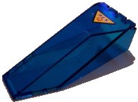 LEGO part Windscreen 10 x 4 x 2 1/3 Canopy with Black 'R.E.S.' and Red 'Q' on Yellow Triangle with Black Border Pattern (Sticker) - Set 6462 2507pb06