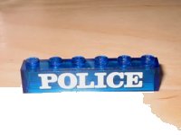 LEGO onderdeel Brick 1 x 6 without Bottom Tubes with White 'POLICE' Serif Pattern 3067pb01
