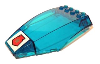 LEGO onderdeel Windscreen 10 x 6 x 2 Curved with Space Police 3 Badge Pattern (Sticker) - Set 5973 (45705pb012)
