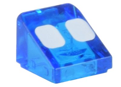 LEGO part Slope 30 1 x 1 x 2/3 with 2 White Rounded Rectangles Pattern (54200pb111)