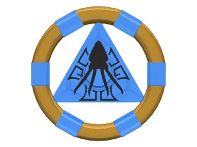 LEGO onderdeel Ring with Center Triangle with Gold Bands and Squid Pattern (Atlantis Treasure Key) (87748pb04)