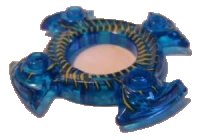 LEGO onderdeel Ring 4 x 4 with 2 x 2 Hole and 4 Swirl Ends with Yellow Scales Pattern (Ninjago Spinner Crown) 98345pb02