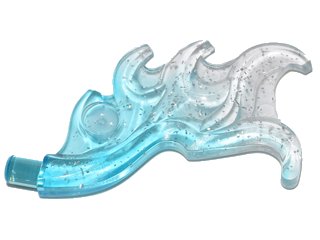 LEGO onderdeel Golving Afgeronde Gebogen Vleugel met Staafuiteinde (Vlam) met Gemarmerd Glitter Trans-Helder Patroon (18394pb02)