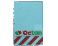 LEGO part Glass for Window 1 x 4 x 5 with Octan Logo and Red Danger Stripes Pattern 2494px8