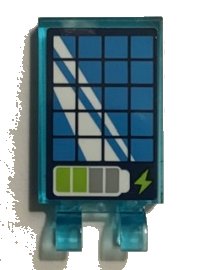 LEGO part Tile, Modified 2 x 3 with 2 Clips with Solar Panel and Battery Power Indicator Pattern (Sticker) - Set 41307 30350bpb109