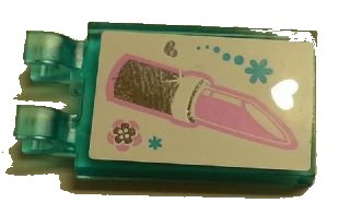 LEGO onderdeel Tile, Modified 2 x 3 with 2 U Clips with Heart, Lipstick and Flower Pattern (Sticker) - Set 3187 (30350cpb030)