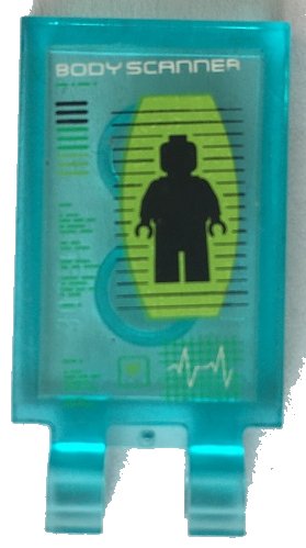 LEGO part Tile, Modified 2 x 3 with 2 U Clips with Body Scanner and Black Minifigure Pattern (Sticker) - Set 70704 (30350cpb036)