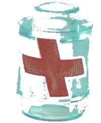 LEGO part Steen, Redondo 1 x 1 con Cruz Roja con Patrón de Contorno Blanco (Paquete de Salud Overwatch) 3062pb059