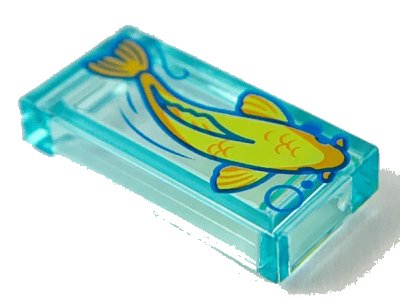 LEGO onderdeel Tile 1 x 2 with Bright Light Orange Koi Fish Facing Left Pattern (3069pb0865)