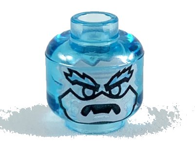 LEGO onderdeel Minifigure, Head Alien White Face, Medium Azure Eyebrows, and Lower Fangs Pattern - Hollow Stud (3626pb2434)