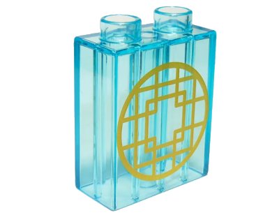 LEGO onderdeel Duplo, Brick 1 x 2 x 2 with Gold Squares in Circle Pattern (4066pb766)