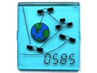 LEGO part Glass for Window 4 x 4 x 3 Roof with '0585', Earth and Satellites Pattern (Sticker) - Set 6339 4448pb03