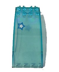 LEGO part Windscreen 8 x 4 x 2 Curved with Locking Dual 2 Fingers with White and Dark Azure Star Pattern (Sticker) - Set 41339 46413pb014