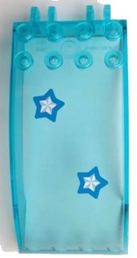 LEGO part Windscreen 8 x 4 x 2 Curved with Locking Dual 2 Fingers with White and Dark Azure Stars Pattern (Stickers) - Set 41339 46413pb020