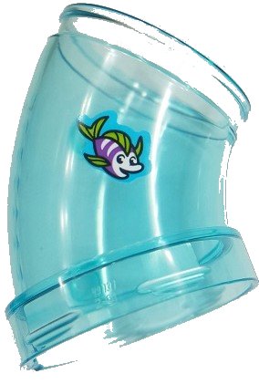LEGO onderdeel Cylinder Tube, Curved 45 degrees with Fish with Lime Fins Pattern (Sticker) - Set 41430 (49737pb01)