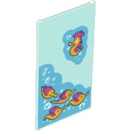 LEGO onderdeel Glass for Window 1 x 4 x 6 with 5 Seahorses, Water and Air Bubbles Pattern (57895pb047)