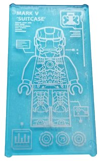 LEGO part Glass for Window 1 x 4 x 6 with Iron Man Armor 'MARK V SUITCASE' Pattern (Sticker) - Set 76125 57895pb060