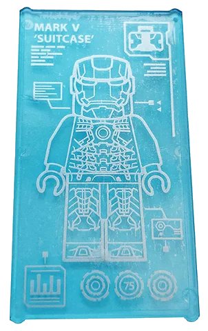 LEGO onderdeel Glass for Window 1 x 4 x 6 with Iron Man Armor 'MARK V SUITCASE' Pattern (Sticker) - Set 76125 (57895pb060)