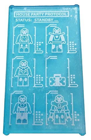 LEGO onderdeel Glass for Window 1 x 4 x 6 with Iron Man Armors 'HOUSE PARTY PROTOCOL STATUS: STANDBY...' Pattern (Sticker) - Set 76125 (57895pb062)