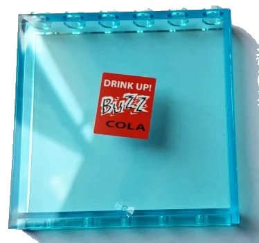 LEGO onderdeel Panel 1 x 6 x 5 with 'DRINK UP! BUZZ COLA' Pattern (Sticker) - Set 71016 (59349pb139)
