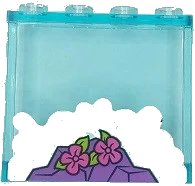 LEGO onderdeel Panel 1 x 4 x 3 with Side Supports - Hollow Studs with Splashing Water, Medium Lavender Rocks and Dark Pink Flowers Pattern (Sticker) - Set 41430 60581pb187