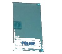 LEGO onderdeel Door 1 x 4 x 6 with Stud Handle with 'POLICE' Blue on White Stripes Bold Font Pattern (Sticker) - Sets 7498 / 7744 60616pb001