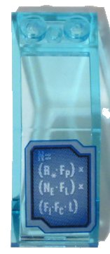 LEGO onderdeel Windscreen 5 x 2 x 1 2/3 with Blue Screen with Mathematical Equation Pattern (Sticker) - Set 70596 (6070pb019)