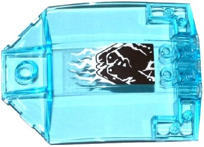 LEGO part Windscreen 8 x 6 x 2 Curved with Dark Brown and Silver Armor Plates and White Frost Pattern (Sticker) - Set 70145 (x224pb030)