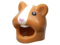 LEGO part Minifigure, Headgear Head Cover, Costume Hamster with Molded White Muzzle and Teeth and Printed Black Eyes and Bright Pink Nose Pattern 109769pb01