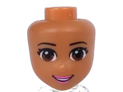 LEGO onderdeel Mini Doll, Head Friends with Brown Eyes, Eyelashes, Bright Pink Lips and Open Mouth Pattern (12760)