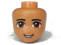 LEGO part Mini Doll, Head Friends Male with Brown Eyes, Black Lips and Open Mouth Pattern 14014