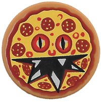 LEGO onderdeel Tile, Round 2 x 2 with Bottom Stud Holder with Pizza Pepperoni Scary Face Pattern 14769pb163