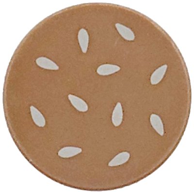 LEGO onderdeel Tile, Round 2 x 2 with Bottom Stud Holder with Tan Sesame Seeds Pattern (14769pb657)