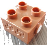 LEGO part Duplo, Brick 2 x 2 Sound with Debossed Music Notes, White Button, and Animal Sounds 1486c01