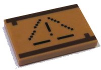LEGO part Tile 2 x 3 with Dark Brown Squares and Lines Pattern (Minecraft Warning Sign) 26603pb031