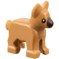 LEGO part Dog, Alsatian / German Shepherd, Puppy with Dark Brown Muzzle, Black Eyes and Nose Pattern 2889pb01