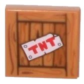 LEGO part Tile 2 x 2 with 'TNT' on Wood Grain Pattern 3068pb0975