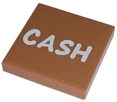 LEGO onderdeel Tile 2 x 2 with White 'CASH' Pattern (Sticker) - Set 71016 (3068pb1128)