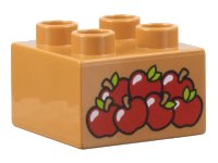 LEGO part Duplo, Brick 2 x 2 with 7 Apples Pattern 3437pb117