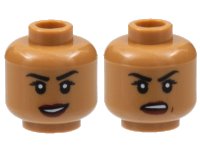 LEGO onderdeel Minifigure, Head Dual Sided Female, Black Eyebrows, Dark Red Lips, Smile / Frown Pattern - Hollow Stud 3626pb2883
