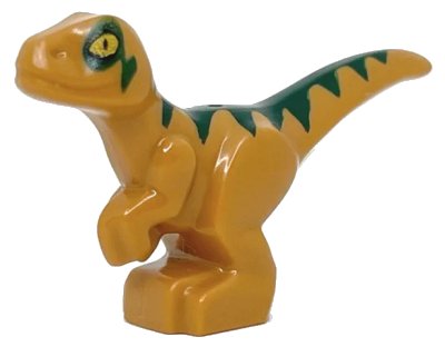 LEGO onderdeel Dinosaur Baby Standing with Dark Green Markings and Yellow Eyes Pattern (Jurassic World Echo) (37829pb08)