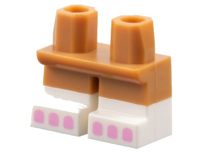 LEGO part Legs Short with Molded White Lower Legs / Boots and Printed Bright Pink Toes Pattern (41879pb034)