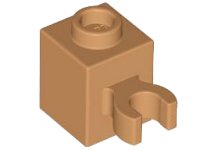 LEGO onderdeel Brick, Modified 1 x 1 with Open O Clip (Vertical Grip) - Hollow Stud 60475b