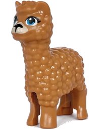LEGO part Alpaca / Llama, Friends with Dark Azure Eyes, Black Nose, and Tan Muzzle Pattern 65405pb03