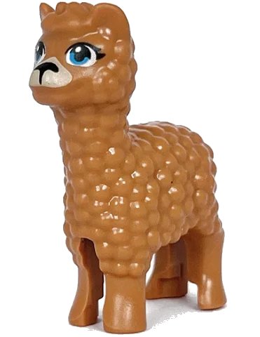 LEGO onderdeel Alpaca / Llama, Friends with Dark Azure Eyes, Black Nose, and Tan Muzzle Pattern (65405pb03)