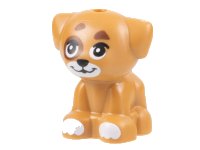 LEGO onderdeel Dog, Friends, Puppy, Standing, Small with White Muzzle and Paws, and Reddish Brown Spots Pattern 69901pb08