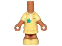 LEGO part Micro Doll, Body with Molded Bright Light Yellow Short Layered Dress and Shoes and Printed Dark Turquoise Shooting Star and Gold Collar Pattern 69969pb02