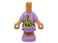 LEGO part Micro Doll, Body with Molded Lavender Short Layered Dress and Shoes and Printed Lime Dinosaur, Yellow Sun and Ground Pattern 69969pb14