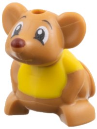 LEGO part Mouse, Disney Princess / Friends with Molded Yellow Shirt and Printed Black Eyes and Dark Red Nose Pattern (Gus) 70844pb01