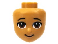 LEGO part Mini Doll, Head Friends with Black Eyebrows, Reddish Brown Eyes, Peach Lips, Smile Pattern (Andrea) 79468